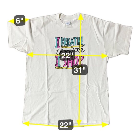 Vintage 90s I Breathe Therefore I Shop Graphic T Shirt XL Spring Ford USA Kitsch - Picture 10 of 10